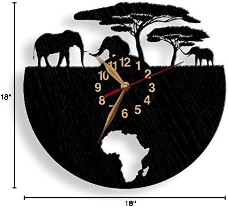 Decorative wall clock with African landscape design