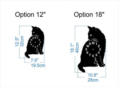 Sitting Black Cat Wall Clock | Size 12 / 18 inches (30 / 45 cm)
