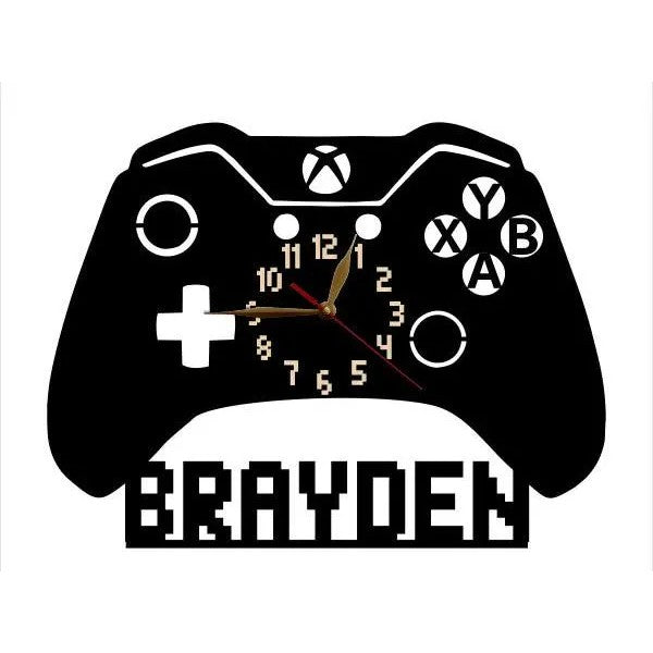 Gaming controller wall clock with custom name, personalized gamepad clock