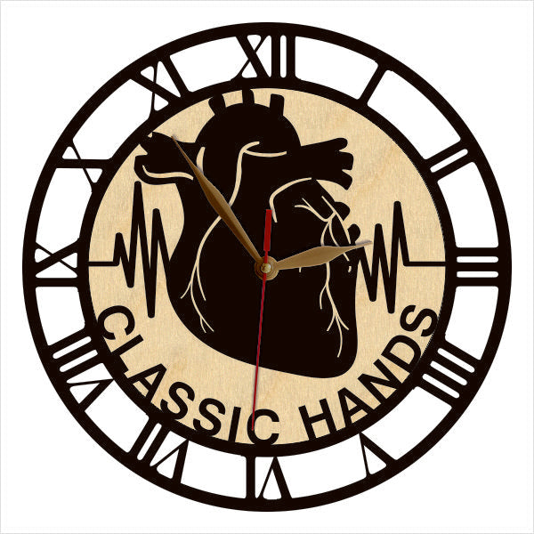 Cardiology wall clock with ECG line and heart silhouette – personalized medical gift