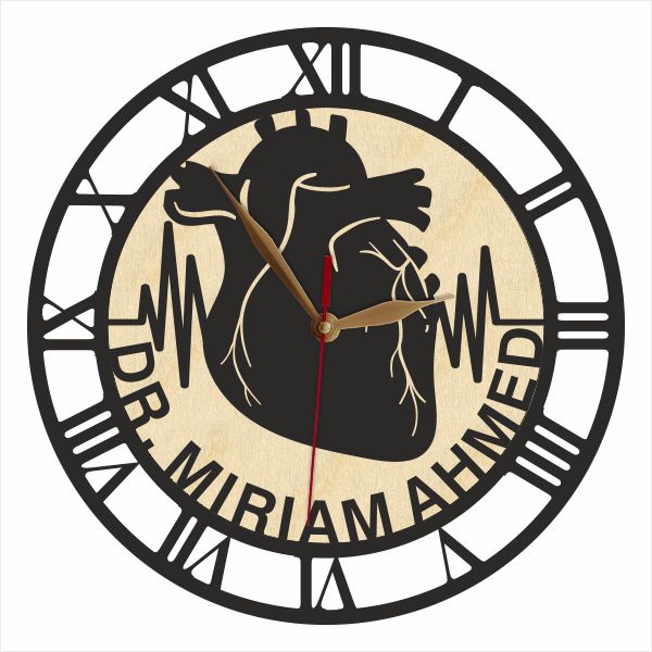 Custom heart-themed wall clock for cardiology office – silent and decorative gift