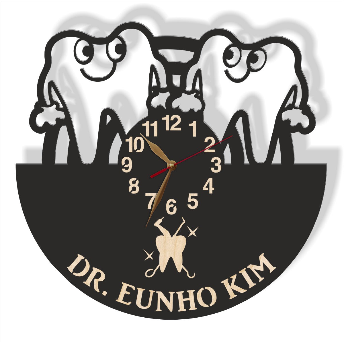 Whimsical dental-themed wall clock – personalized gift for dentists or hygienists