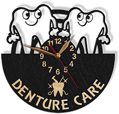 Silent wall clock for dental clinic with playful tooth design and lab logo