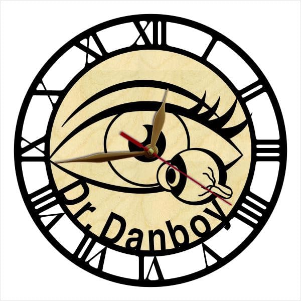 A personalized custom wall clock with detailed eye pattern