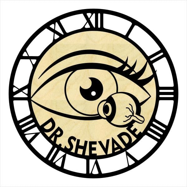 Unique wall clock for optometrists or physics lovers, featuring an eye illustration