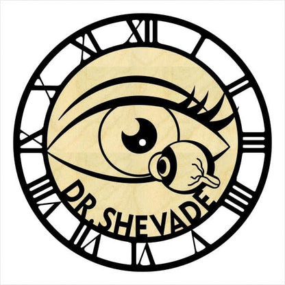 Unique wall clock for optometrists or physics lovers, featuring an eye illustration