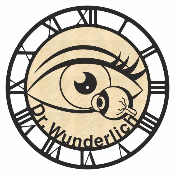 Eye-themed wall clock design with Roman numerals and anatomical eyeball artwork