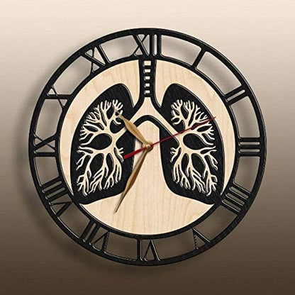 Custom lung doctor wall clock – silent clock for respiratory care office
