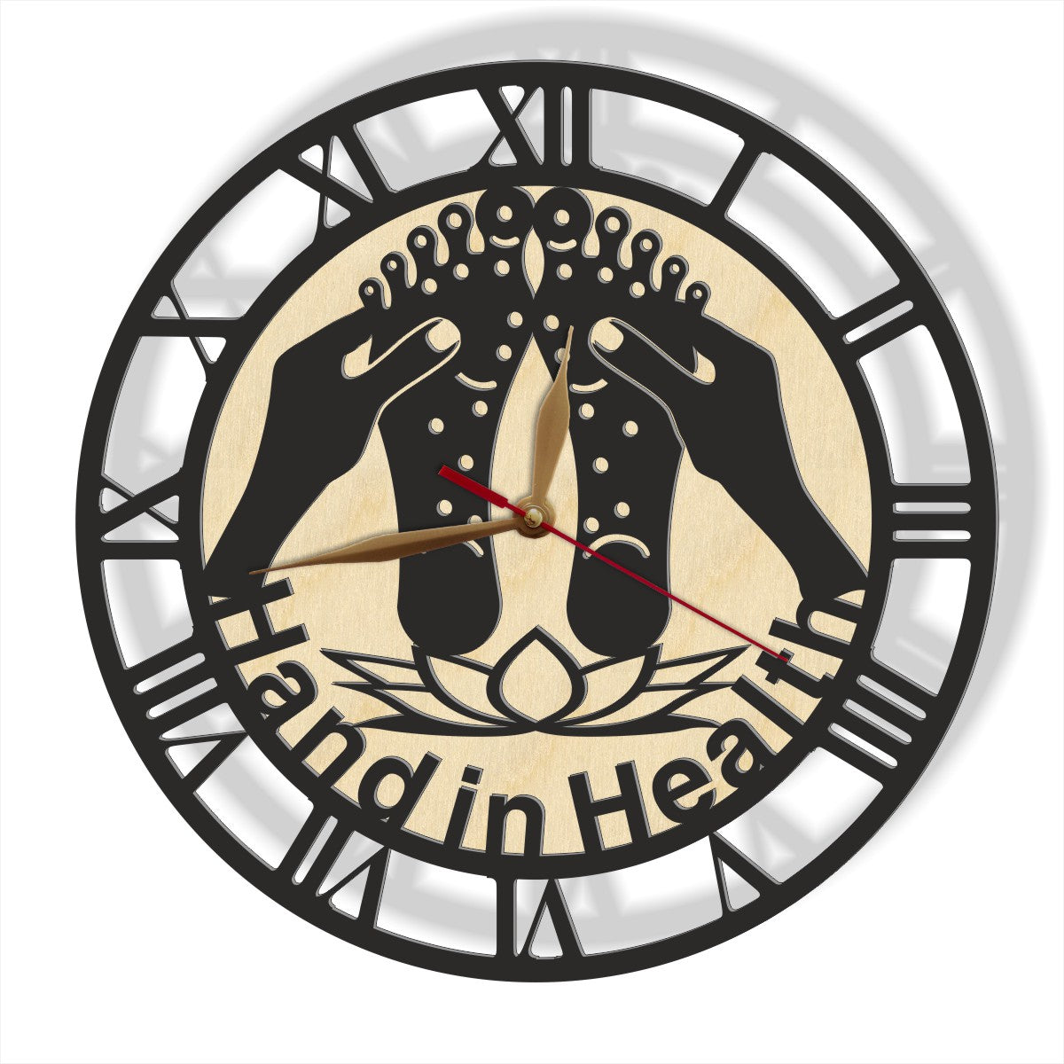 Personalized reflexology wall clock with feet, hands, and lotus design – ideal for therapy rooms