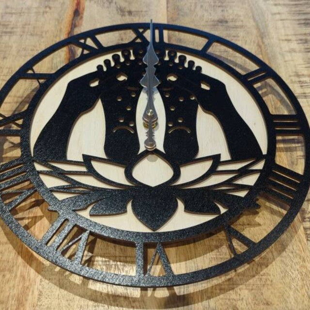Holistic wellness clock with reflexology symbols – personalized wall art for therapists