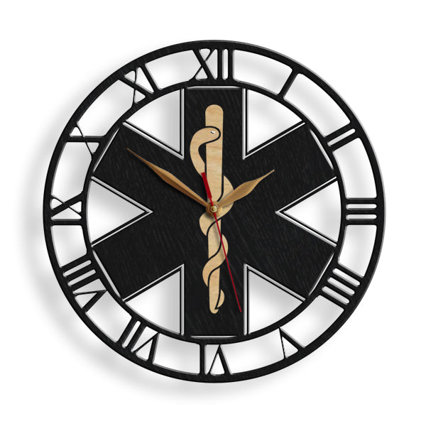 Silent EMS-themed wall clock – emergency medical symbol