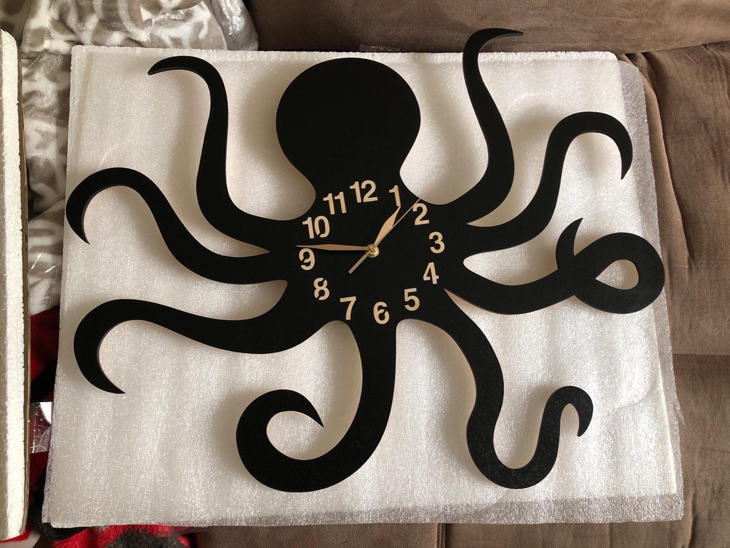 Handmade octopus wall clock ready for gift packaging – diver or ocean gift idea