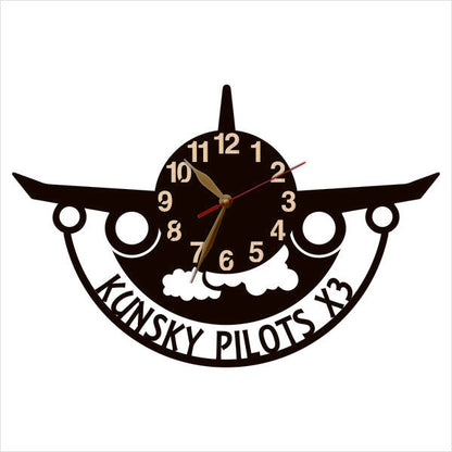Personalized airplane wall clock with name