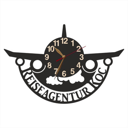 Flight agency clock with custom text