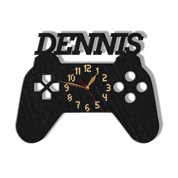 Personalized gaming controller-shaped clock withcustom name