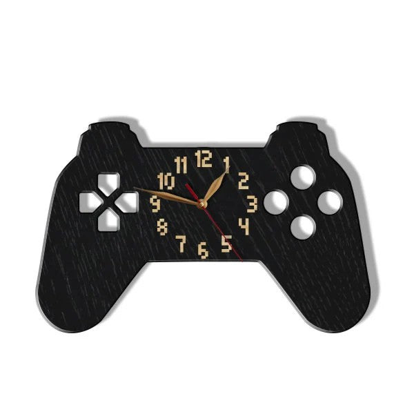 Gaming room wall clock with classic game controller