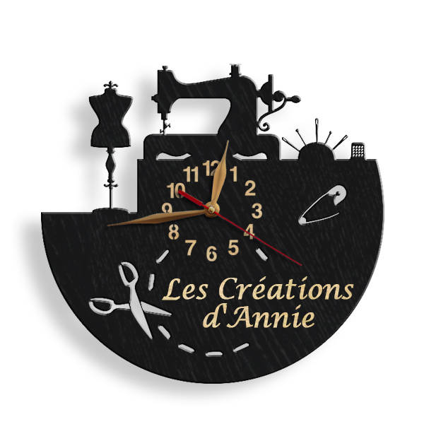 Decorative boutique wall clock with custom text 