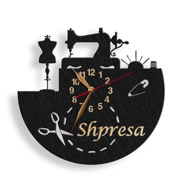 Custom modiste gift clock with classic dressmaker tools