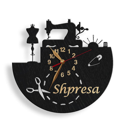 Custom modiste gift clock with classic dressmaker tools
