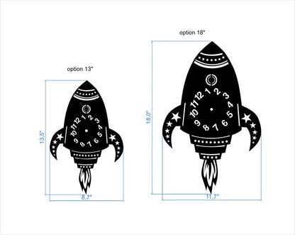 Size diagram of small and large rocket clocks