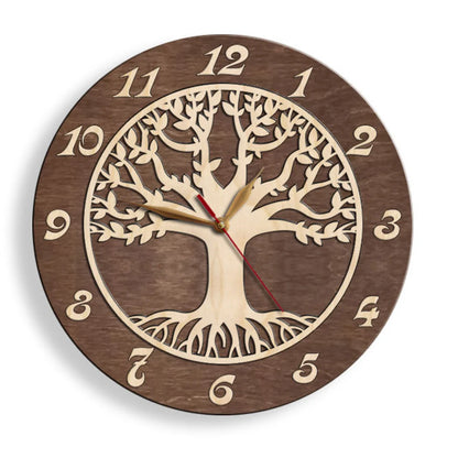 Rustic Tree of Life clock with golden hands