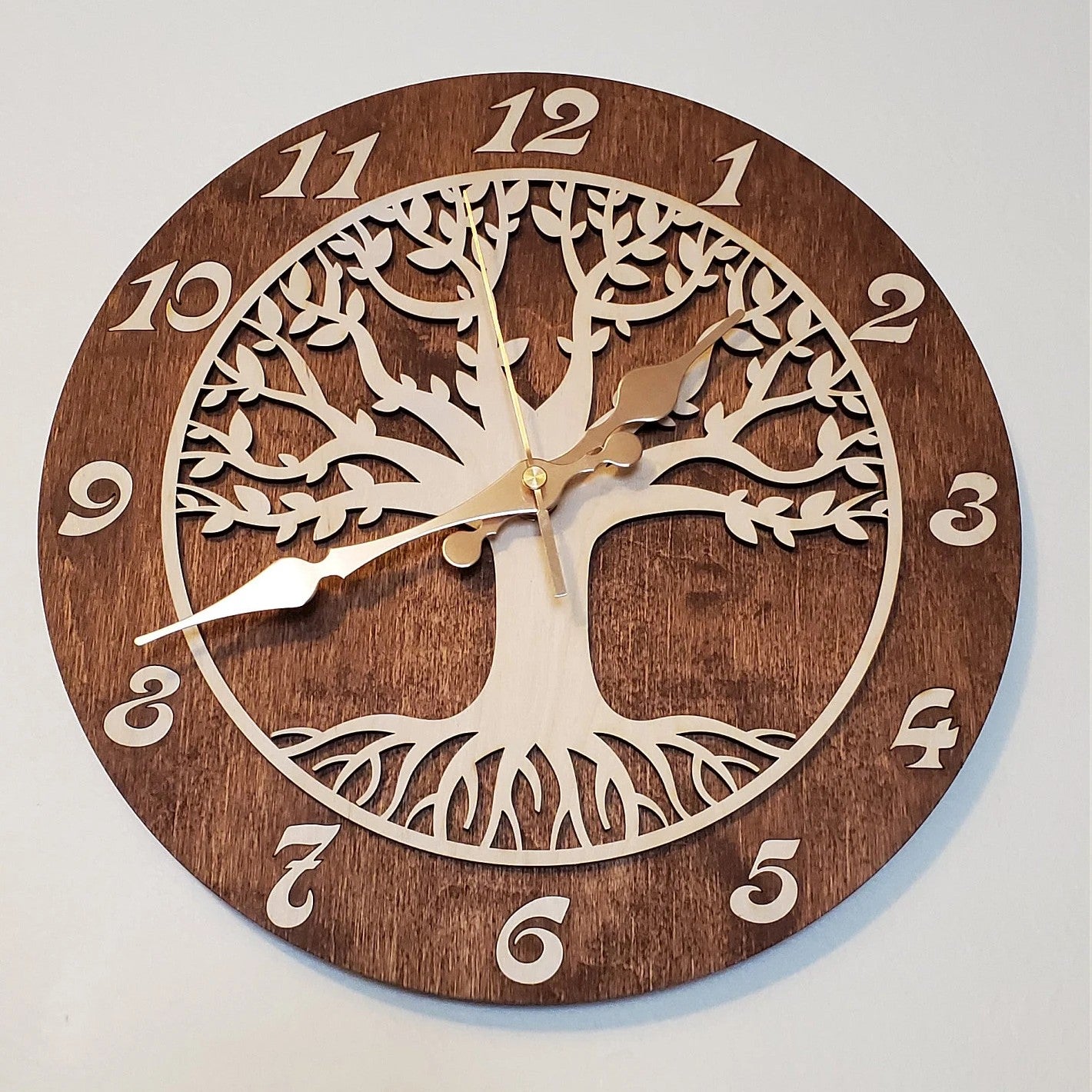 Tree of Life wooden clock as living room centerpiece