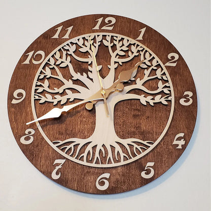 Tree of Life wooden clock as living room centerpiece