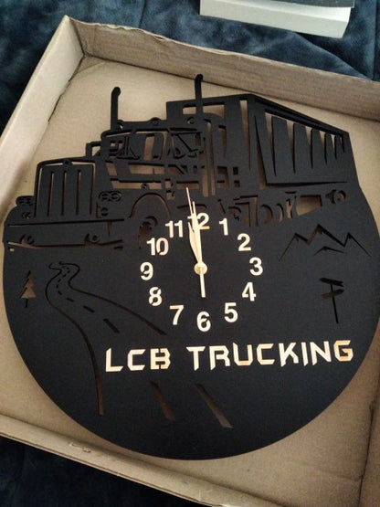 Custom truck driver clock with transport company name