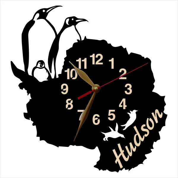 Custom clock design with personalization on Antarctica map