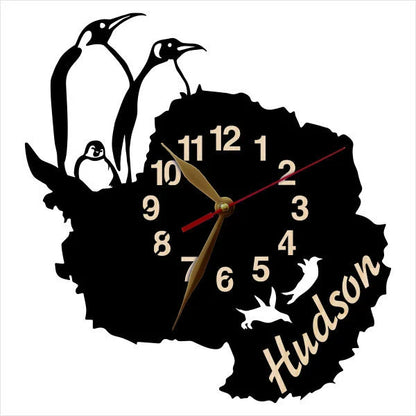 Custom clock design with personalization on Antarctica map