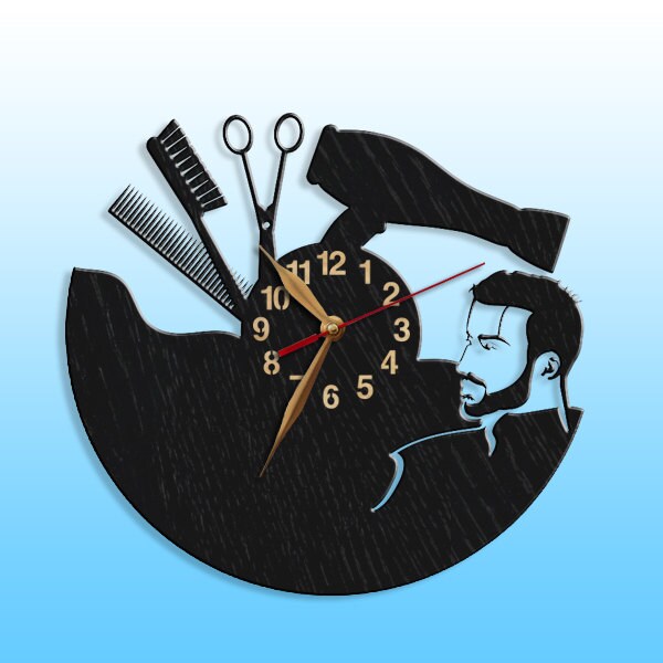 Men’s grooming salon decor clock for modern barbershop