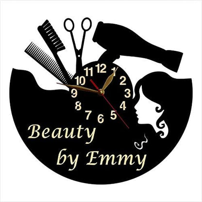 Custom hair salon clock with a name of salon engraving