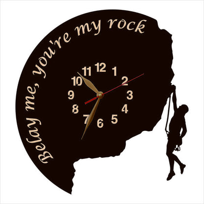 Motivational gift clock with custom text and male climber figure