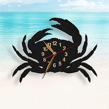 Black crab clock with ocean background – perfect for beach house interiors