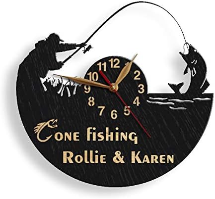 Clock with fishing rod and custom name – lake life decor