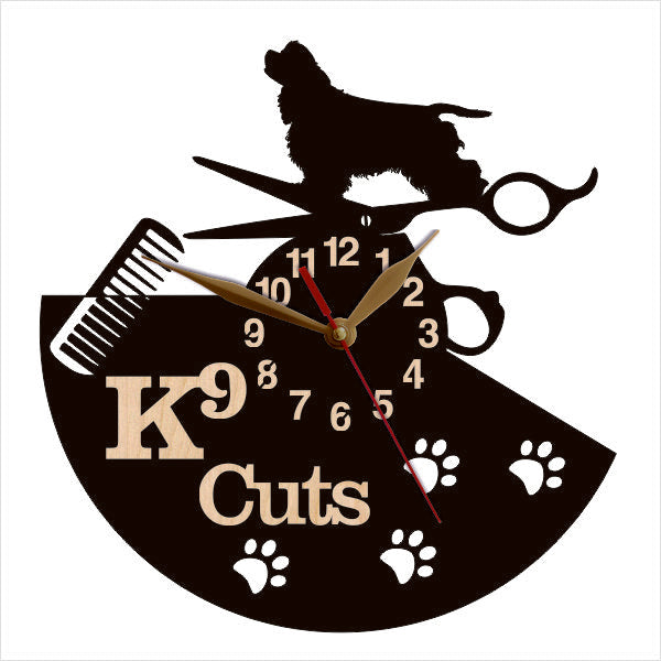 Spaniel grooming decor clock with salon personalization