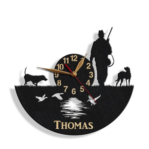 Personalized clock with ducks over lake, perfect for hunting cabin