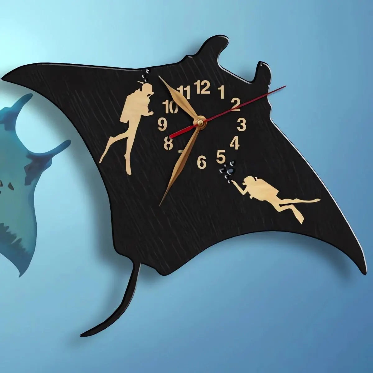Scuba diving themed wall clock with ocean animal design