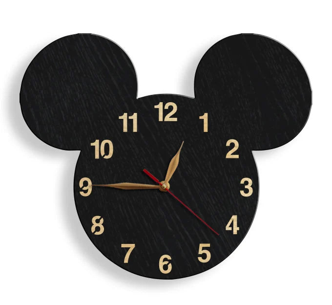 Nursery wall clock shaped like Mickey Mouse silhouette