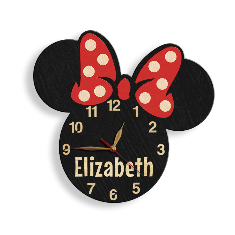 Personalized Minnie-Mouse clock with name
