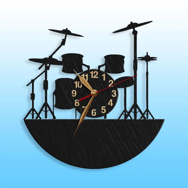 Decorative drummer gift clock for music room decor with jazz rock band-themed