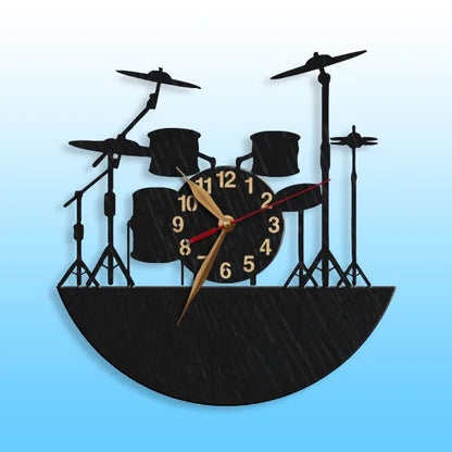 Decorative drummer gift clock for music room decor with jazz rock band-themed