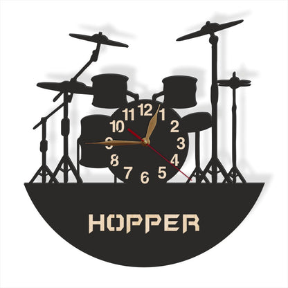 Personalized drummer’s wall clock with name