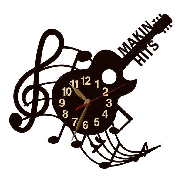 Unique music wall clock with the custom phrase on guitar neck – perfect for studios