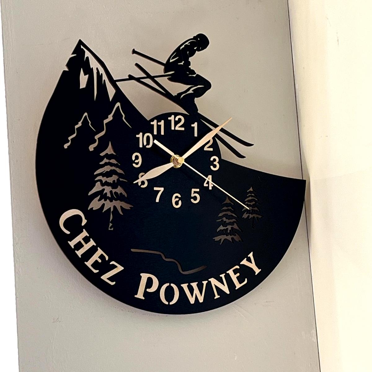 Personalized winter gift clock for alpine skiing lovers