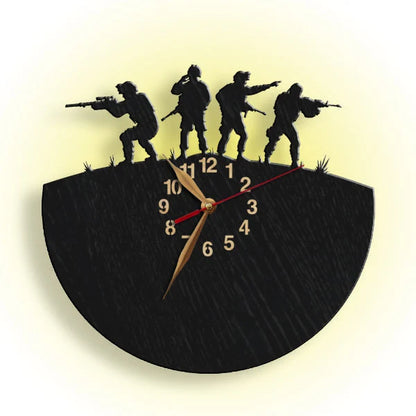 Personalized Army wall decor with four armed troopers silhouette