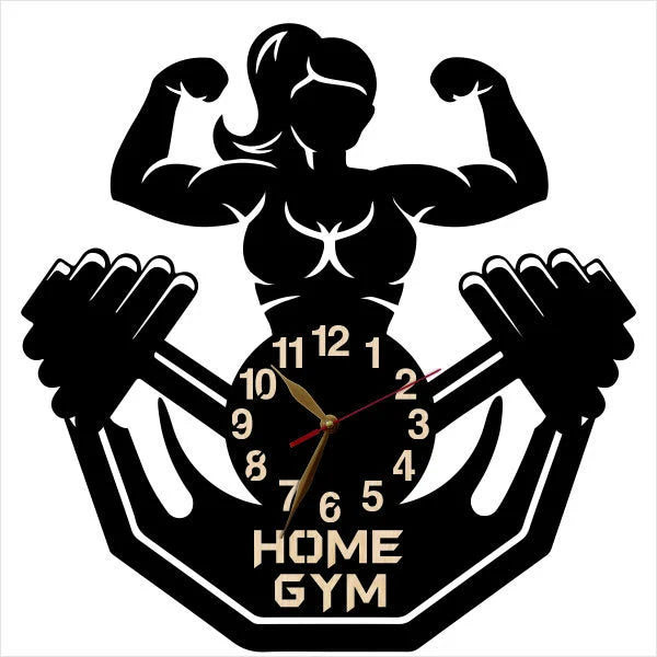 Female bodybuilding wall clock, fitness decor for women’s home gyms