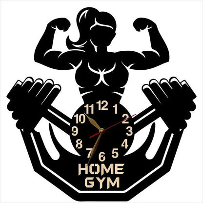 Female bodybuilding wall clock, fitness decor for women’s home gyms