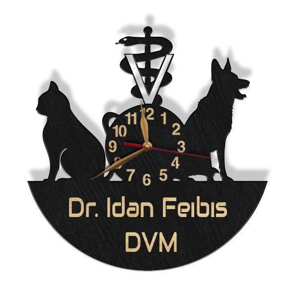 Custom DVM wall clock with engraved vet name