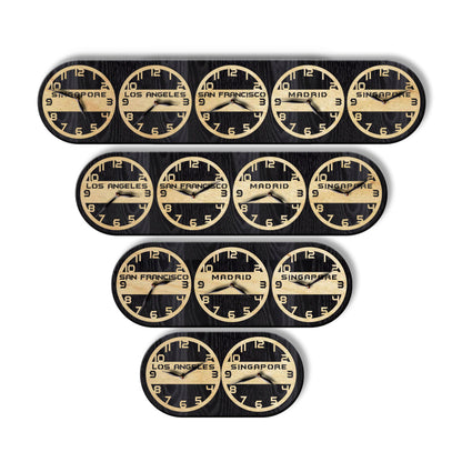 Wall-mounted time zone clocks - all sizes